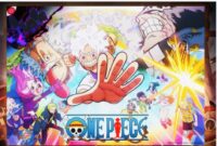 Monkey D. Luffy dalam mode Gear 5 menghadapi Loki yang berubah menjadi Nidhogg di arc Elbaf One Piece Chapter 1175.