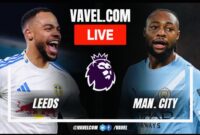 Pemain Manchester City merayakan gol kemenangan 1-0 atas Leeds United di Elland Road.
