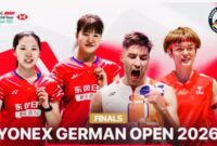 Aksi para atlet BWF German Open 2026 di Westenergie Sporthalle, Mülheim, Jerman.