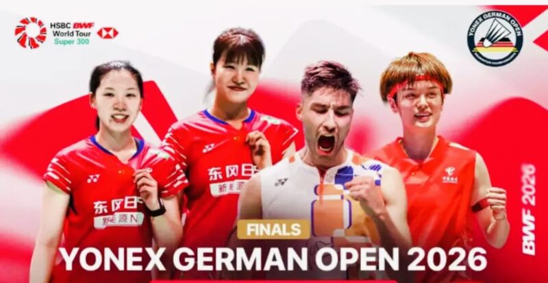Aksi para atlet BWF German Open 2026 di Westenergie Sporthalle, Mülheim, Jerman.