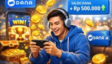 Ilustrasi pengguna bermain game penghasil uang dengan reward langsung masuk ke saldo DANA.