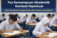 Ilustrasi siswa saat mengikuti Tes Kemampuan Akademik sebagai bagian dari sistem evaluasi pendidikan yang lebih terstandar di Indonesia.