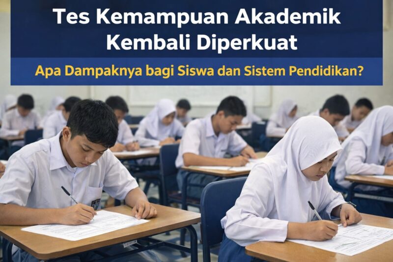 Ilustrasi siswa saat mengikuti Tes Kemampuan Akademik sebagai bagian dari sistem evaluasi pendidikan yang lebih terstandar di Indonesia.