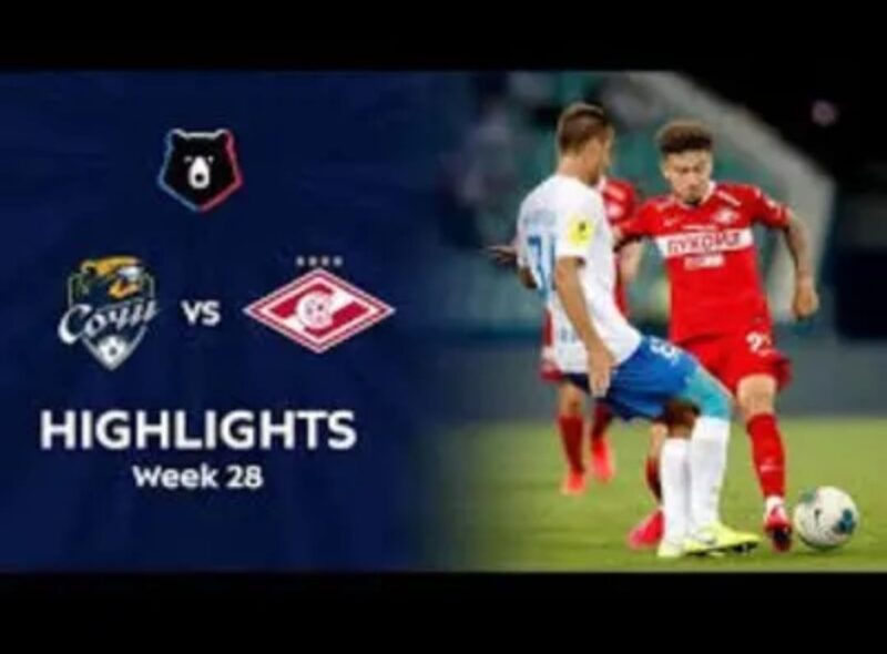 Pemain Spartak Moscow merayakan gol kemenangan 3-2 atas PFC Sochi di Liga Rusia. 