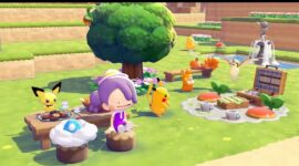 Suasana desa dalam Pokémon Pokopia yang menampilkan konsep santai dan interaksi damai bersama Pokémon.