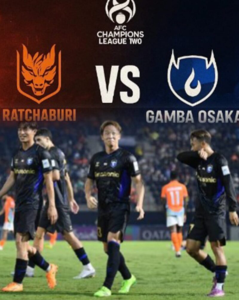 Pemain Gamba Osaka merayakan gol cepat ke gawang Ratchaburi FC pada leg pertama perempat final AFC Champions League Two 2026.