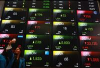 Suasana perdagangan saham di Bursa Efek Indonesia saat IHSG ditutup melemah 4,57 persen.