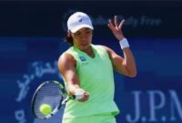 Petenis Indonesia Janice Tjen saat bertanding dalam turnamen tenis internasional Indian Wells.