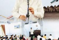 Wako Alfin dan Wawako Azhar saat Safari Ramadan di Masjid Taqwa Desa Sungai Jernih, Kecamatan Pondok Tinggi