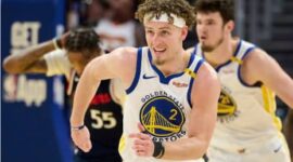 Pemain Golden State Warriors Brandin Podziemski tampil gemilang saat menghadapi Houston Rockets dalam laga NBA.