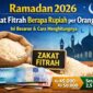 Besaran zakat fitrah 2026 setara 2,5 kilogram beras atau sekitar Rp45.000 hingga Rp50.000 per orang.