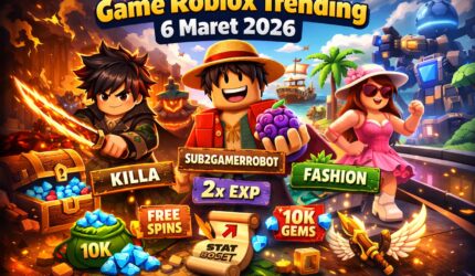 Ilustrasi Game Roblox Trending 6 Maret 2026 dengan kode redeem dan bonus