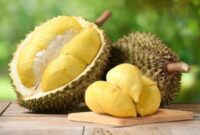 Buah durian dikenal sebagai raja buah tropis dengan aroma khas dan rasa manis legit.