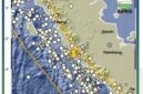 Peta BMKG menunjukkan lokasi gempa tektonik magnitudo 5,7 yang mengguncang wilayah Lebong, Bengkulu pada 7 Maret 2026 dan dipastikan tidak berpotensi tsunami.
