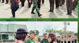 Kasdim 0417/Kerinci Mayor Inf Mohd Arifin memimpin upacara penutupan Pelatihan KKRI di Lapangan Makodim 0417/Kerinci. 