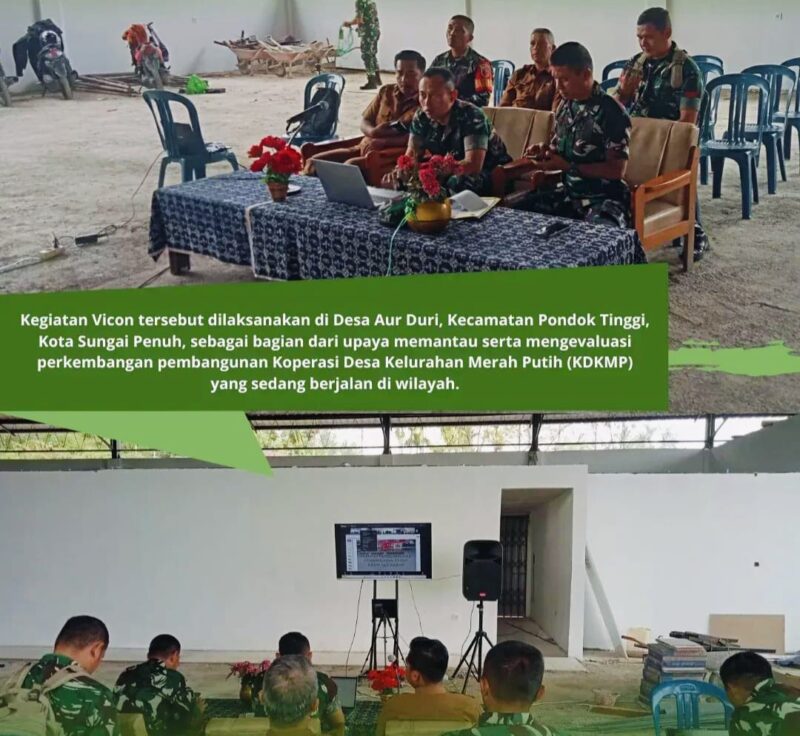 Dandim 0417/Kerinci mengikuti video conference evaluasi percepatan pembangunan KDKMP bersama Wakil Panglima TNI.