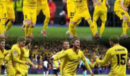 Pemain Bodø/Glimt merayakan kemenangan atas Sporting di kompetisi Eropa.