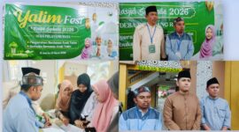 santunan kepada anak yatim dan anak berkebutuhan khusus pada kegiatan Yatim Fest di Masjid Syuhada Desa Pelayang Raya Kecamatan Sungai Bungkal.