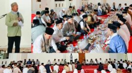 Bupati Kerinci Monadi saat menghadiri penutupan Safari Ramadhan dan peringatan Nuzulul Qur’an di Islamic Center Kerinci.