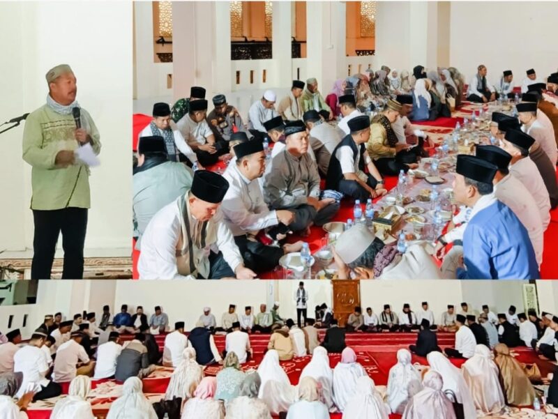Bupati Kerinci Monadi saat menghadiri penutupan Safari Ramadhan dan peringatan Nuzulul Qur’an di Islamic Center Kerinci.