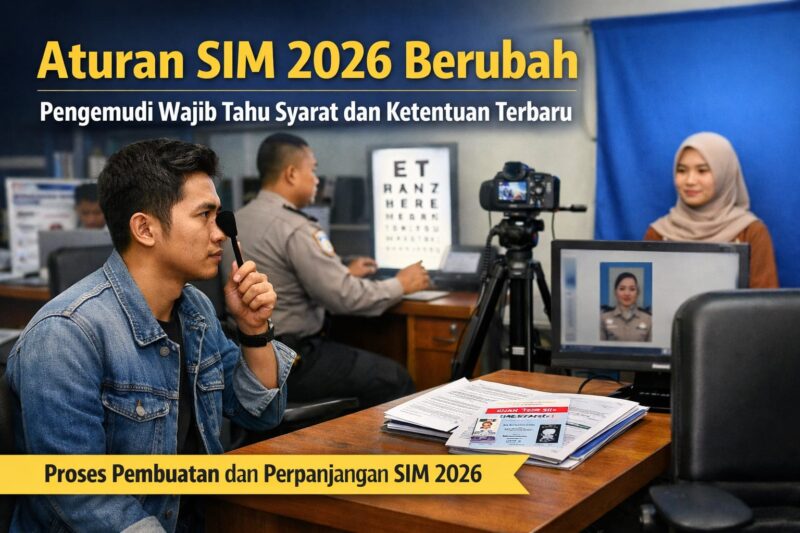 Ilustrasi proses pembuatan Surat Izin Mengemudi (SIM) di Indonesia.