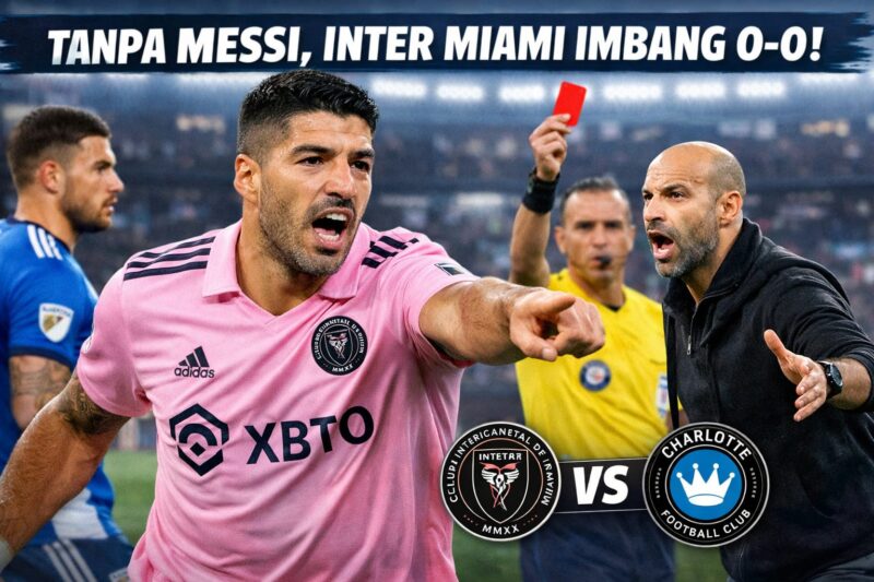 Luis Suarez memimpin lini serang Inter Miami saat menghadapi Charlotte FC di laga MLS.