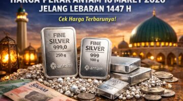 Ilustrasi perak batangan Antam yang banyak diminati masyarakat sebagai alternatif investasi logam mulia menjelang Lebaran 1447 Hijriah.
