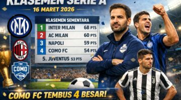 Klasemen Serie A 16 Maret 2026: Inter Milan Kokoh di Puncak, Como FC Masuk 4 Besar Geser Juventus