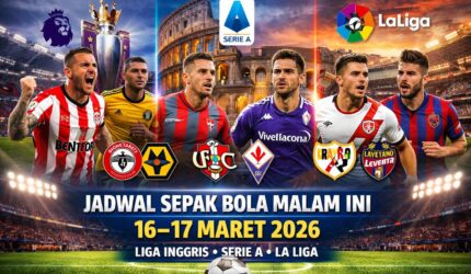 jadwal sepak bola malam ini 16 17 maret 2026 liga inggris serie a la liga