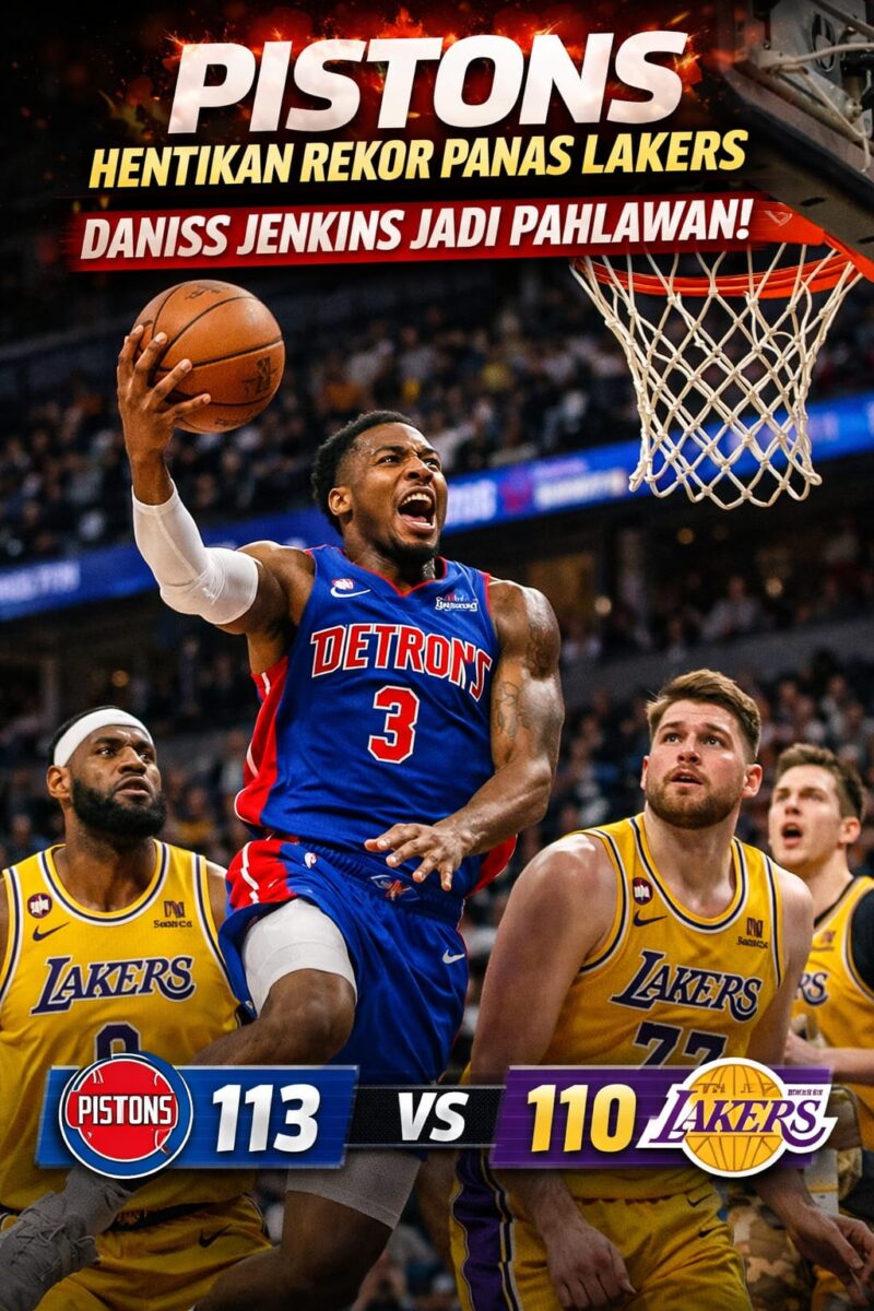 Daniss Jenkins tampil heroik saat membawa Detroit Pistons menang dramatis atas Los Angeles Lakers