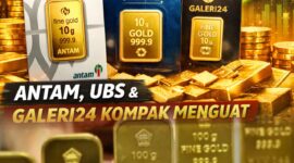 Ilustrasi emas batangan Antam, UBS, dan Galeri24 yang mengalami kenaikan harga pada 31 Maret 2026.