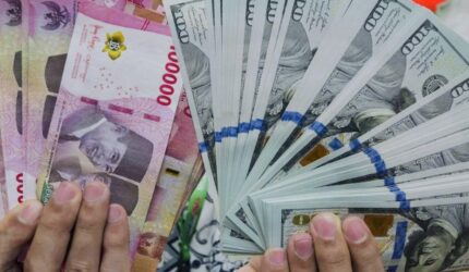 Grafik nilai tukar rupiah terhadap dolar AS melemah