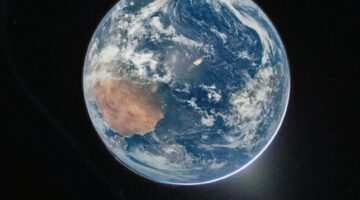 Citra bumi dari luar angkasa yang diambil satelit program Landsat milik NASA untuk memantau kondisi lingkungan dan perubahan iklim global.