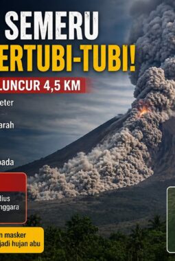 Gunung Semeru Erupsi Bertubi-tubi, Awan Panas Meluncur 4,5 Km, Warga Diminta Waspada