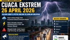 Ilustrasi hujan lebat disertai petir yang melanda sejumlah wilayah Indonesia saat masa pancaroba.