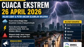 Ilustrasi hujan lebat disertai petir yang melanda sejumlah wilayah Indonesia saat masa pancaroba.