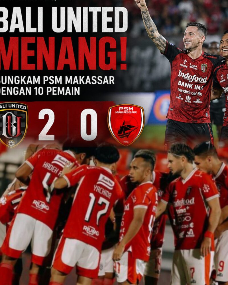 Pemain Bali United merayakan kemenangan 2-0 atas PSM Makassar pada laga Super League 2025/2026 di Stadion Kapten I Wayan Dipta.