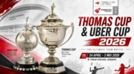 Trofi Thomas Cup dan Uber Cup 2026 yang digelar di Aarhus, Denmark