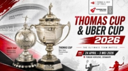 Trofi Thomas Cup dan Uber Cup 2026 yang digelar di Aarhus, Denmark
