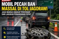 Sejumlah kendaraan menepi di Tol Jagorawi setelah mengalami pecah ban massal.