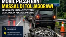 Sejumlah kendaraan menepi di Tol Jagorawi setelah mengalami pecah ban massal.