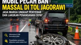 Sejumlah kendaraan menepi di Tol Jagorawi setelah mengalami pecah ban massal.