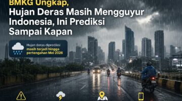 BMKG memprediksi hujan deras masih terjadi di Indonesia hingga pertengahan Mei 2026 akibat pengaruh dinamika atmosfer.