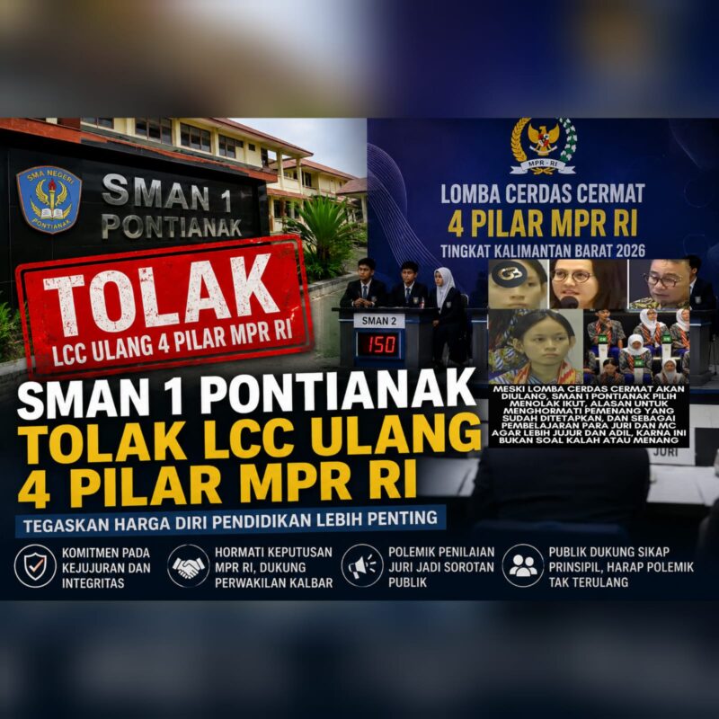 Suasana pelaksanaan LCC 4 Pilar MPR RI Kalimantan Barat 2026 yang menjadi sorotan akibat polemik penilaian dewan juri.