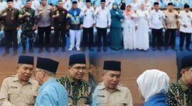Wali Kota Sungai Penuh Alfin bersama Kemenhaj melepas 128 jamaah calon haji menuju Asrama Haji Jambi tahun 2026.