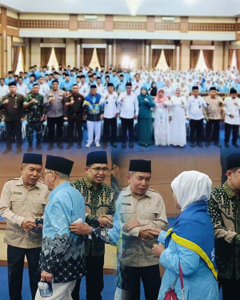 Wali Kota Sungai Penuh Alfin bersama Kemenhaj melepas 128 jamaah calon haji menuju Asrama Haji Jambi tahun 2026.