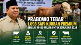 Presiden Prabowo Subianto menyalurkan 1.098 sapi kurban premium untuk masyarakat Indonesia pada Iduladha 2026.