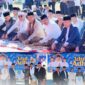 Pimpinan DPRD Kabupaten Kerinci bersama Forkompimda dan masyarakat saat mlaksanakan Shalat Idul Adha 1447 Hijriah di Lapangan Kantor Bupati Kerinci, Bukit Tengah, Siulak.