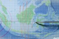 Ilustrasi gelombang gempa bumi usai gempa magnitudo 5,1 mengguncang wilayah Jember, Jawa Timur, Getaran gempa dirasakan hingga sejumlah daerah di Jawa Timur dan Bali.