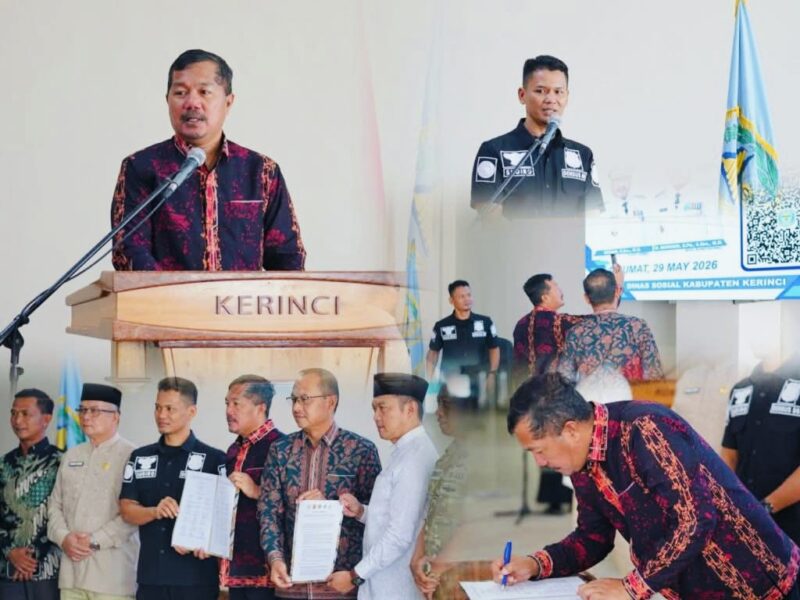 Bupati Kerinci Monadi resmi meluncurkan QR Code Kotak Amal Terintegrasi sebagai langkah menuju Kerinci digital dan religius.